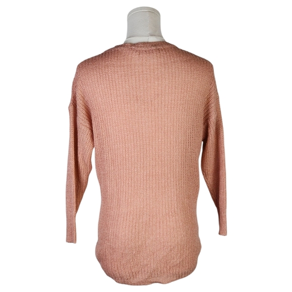 Sweet Wanderer Pink Knit Sweater Side Detail High Low Hem Size Medium - Picture 4 of 7